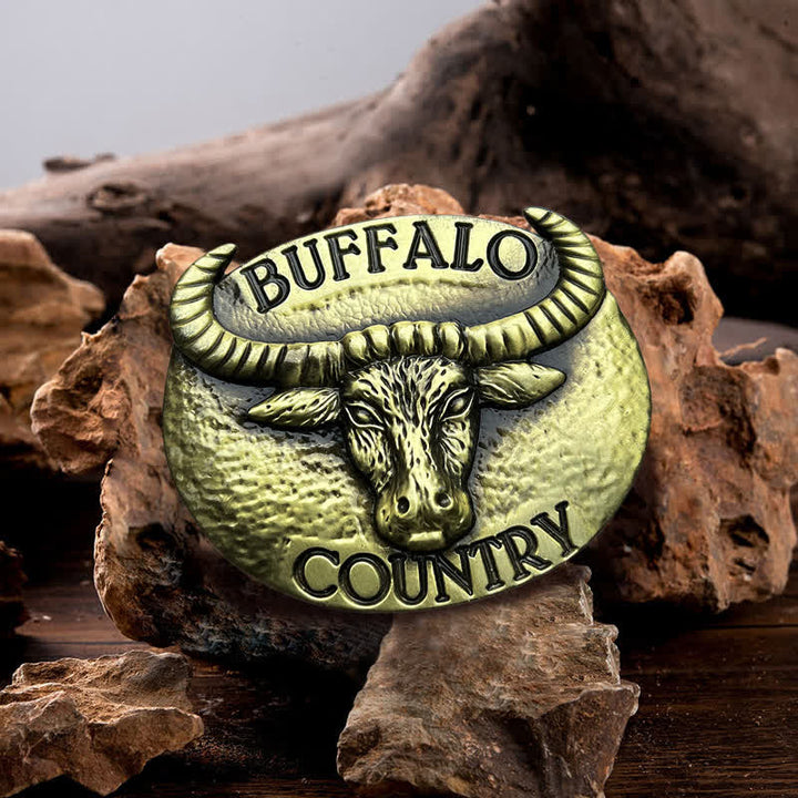 Men's DIY Buffalo Country Buckle Leather Belt - Bronze - Without Belt - image 0