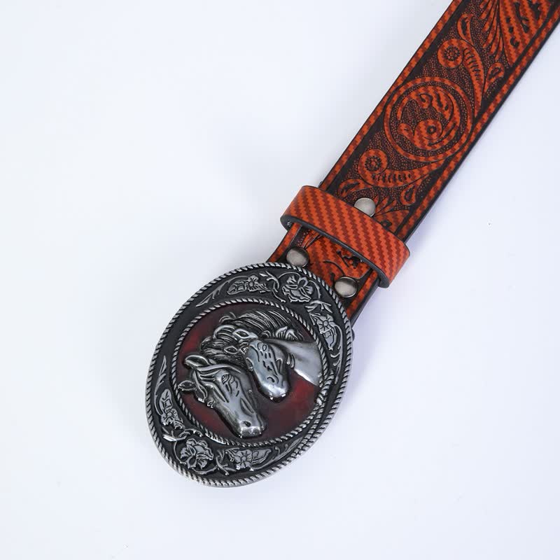 Men's Unique Western Bull Head Buckle Leather Belt - image 3