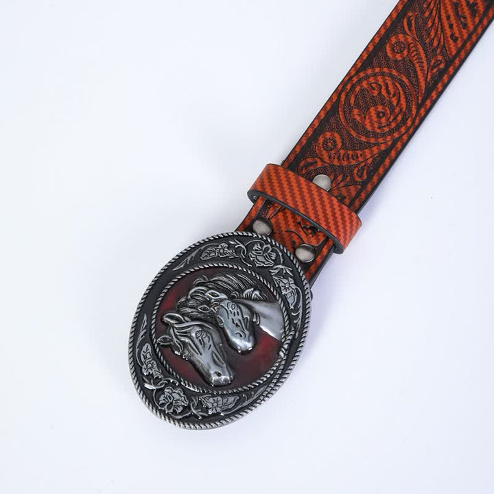 Men's Unique Western Bull Head Buckle Leather Belt - image 3