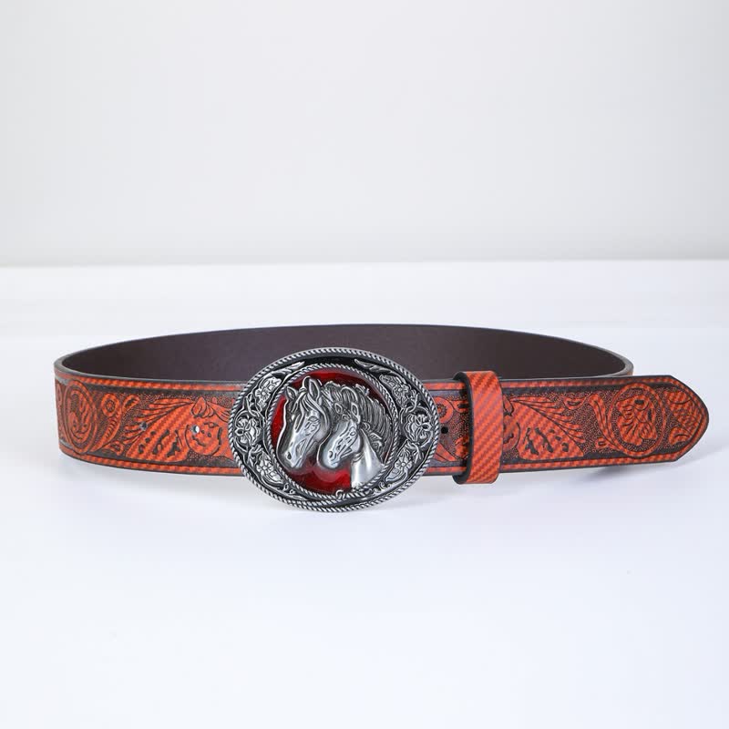 Men's Unique Western Bull Head Buckle Leather Belt - image 2