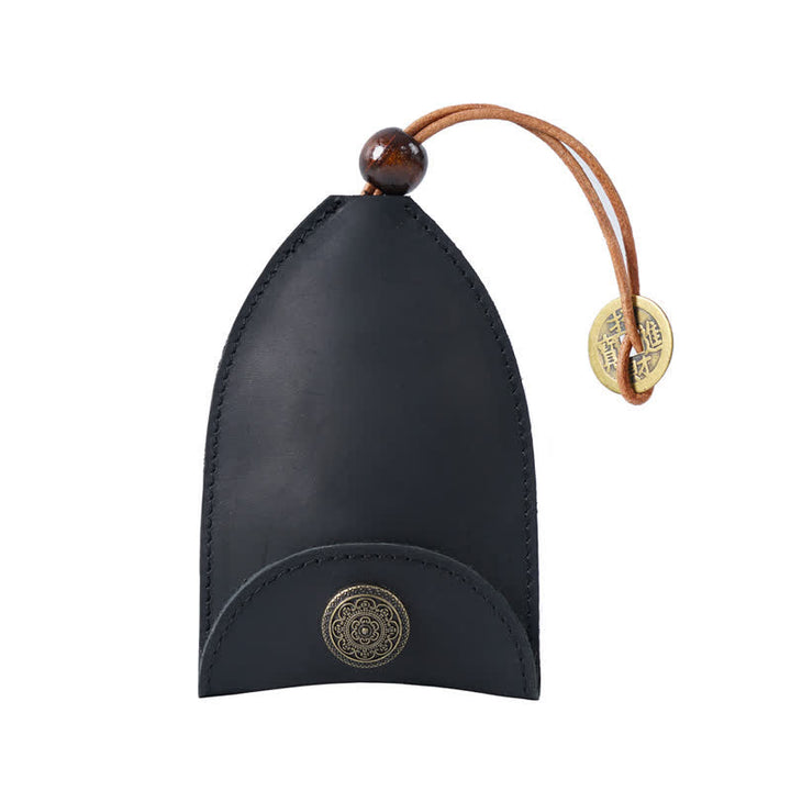 Vintage Coin Pull-out Smart Key Leather Key Case - Black - image 7