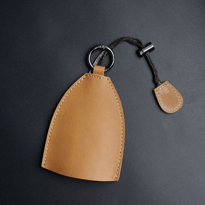 Genuine Leather Storage Bag Pull-out Key Case - DarkKhaki - image 10