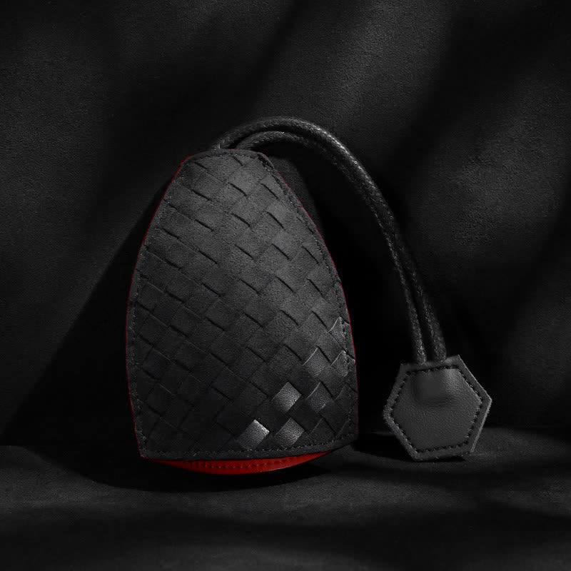 Modern Weave Pull-out Leather Car Key Case - Black #1 - image 5