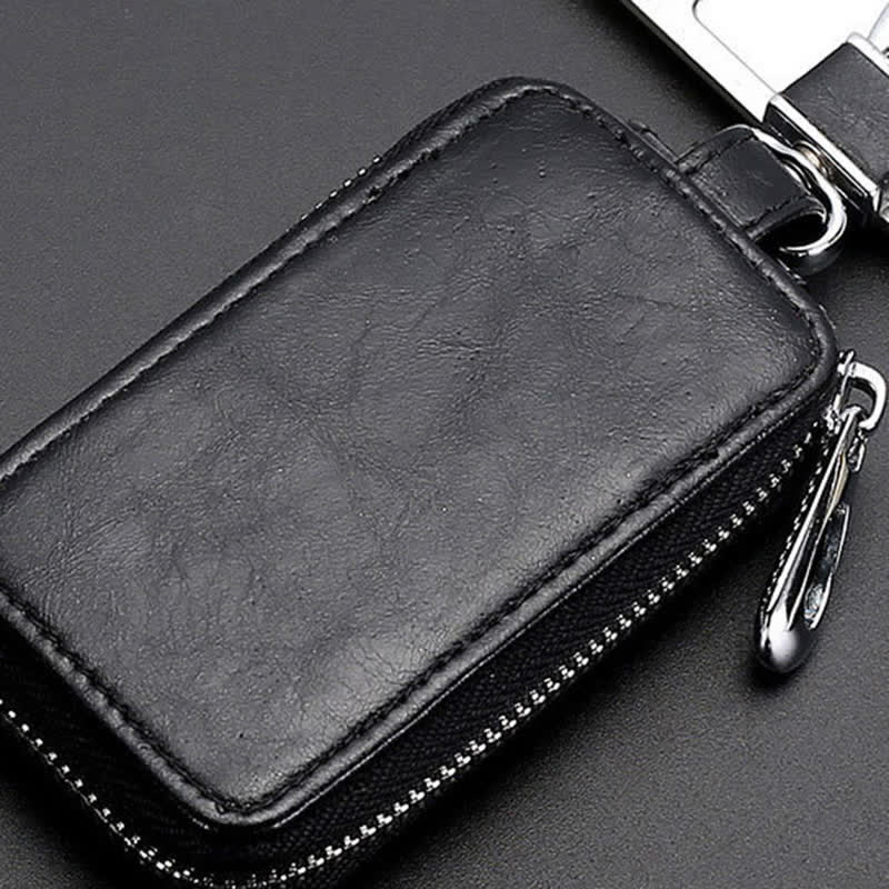 Convenient Transparent Window Zipper Leather Key Case - image 7