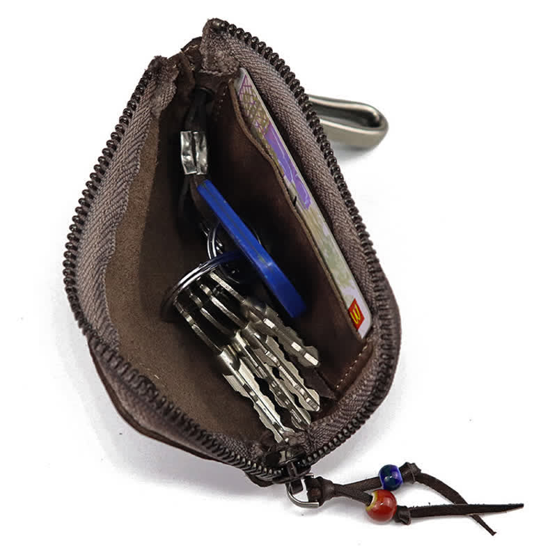 Vintage Medieval Zipper Wallet Leather Key Case - image 6