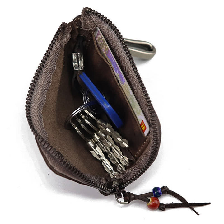 Vintage Medieval Zipper Wallet Leather Key Case - image 6