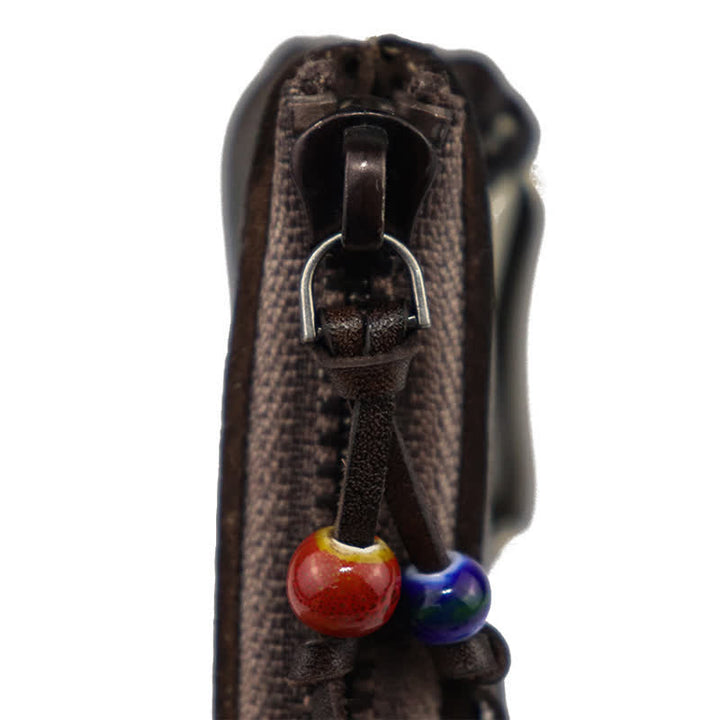Vintage Medieval Zipper Wallet Leather Key Case - image 8
