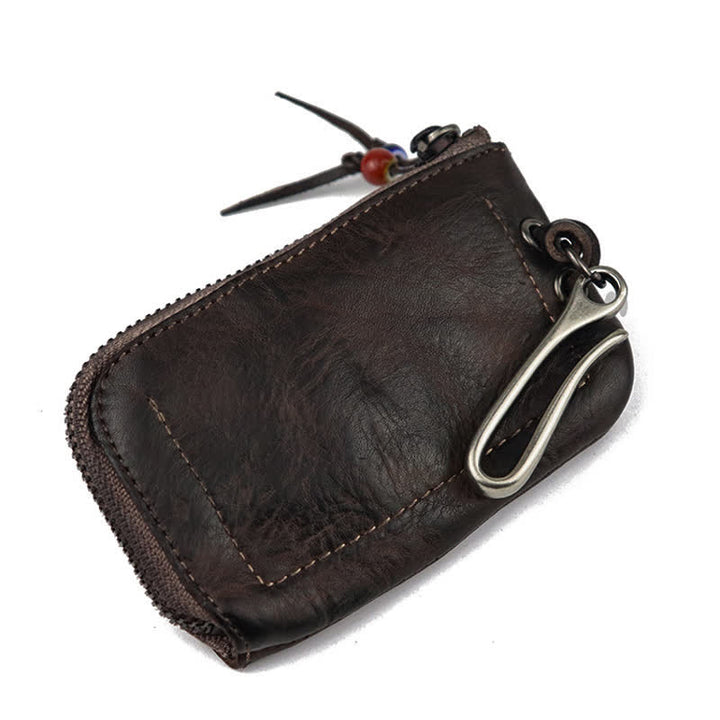 Vintage Medieval Zipper Wallet Leather Key Case - image 7