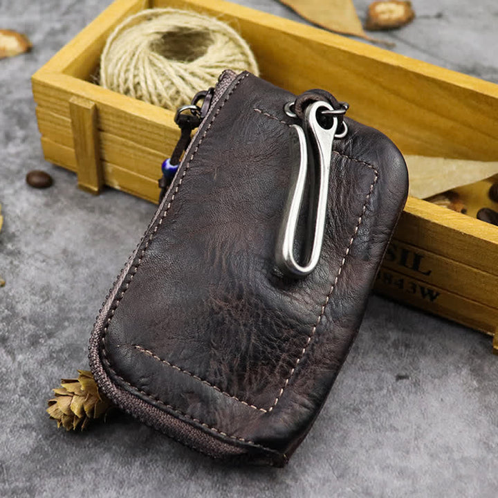 Vintage Medieval Zipper Wallet Leather Key Case - image 15