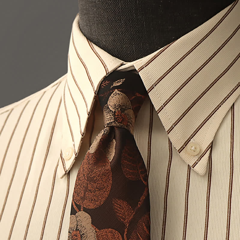 Men's Autumn Brown Leaves Floral Bow Tie Necktie - Necktie - image 0