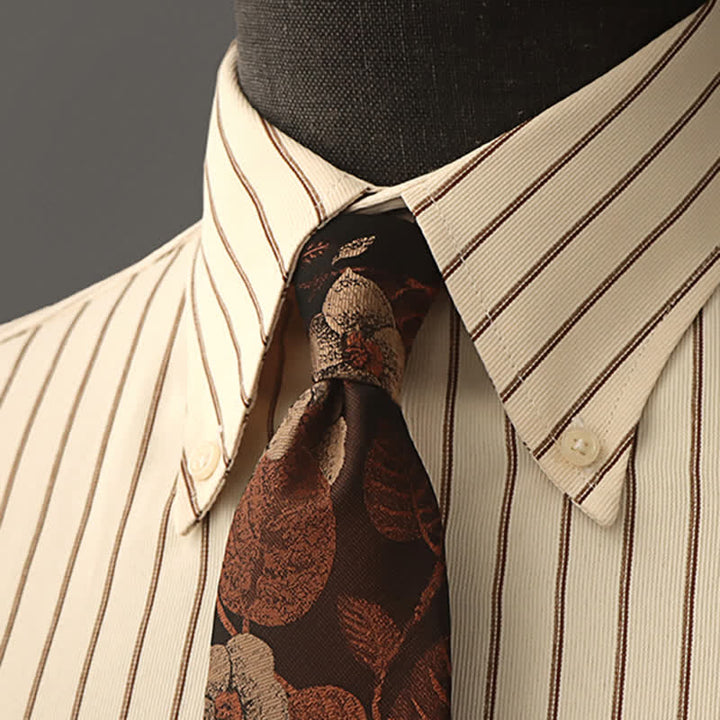 Men's Autumn Brown Leaves Floral Bow Tie Necktie - Necktie - image 0
