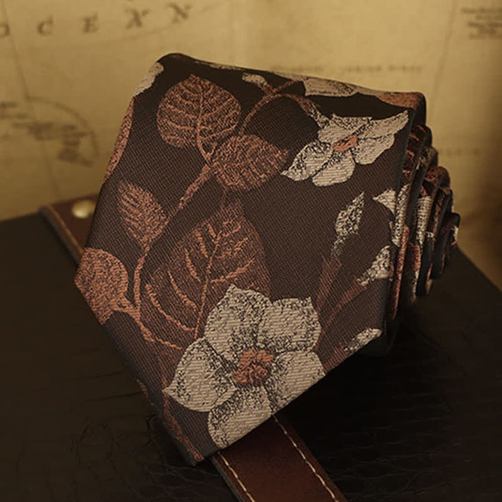 Men's Autumn Brown Leaves Floral Bow Tie Necktie - image 2