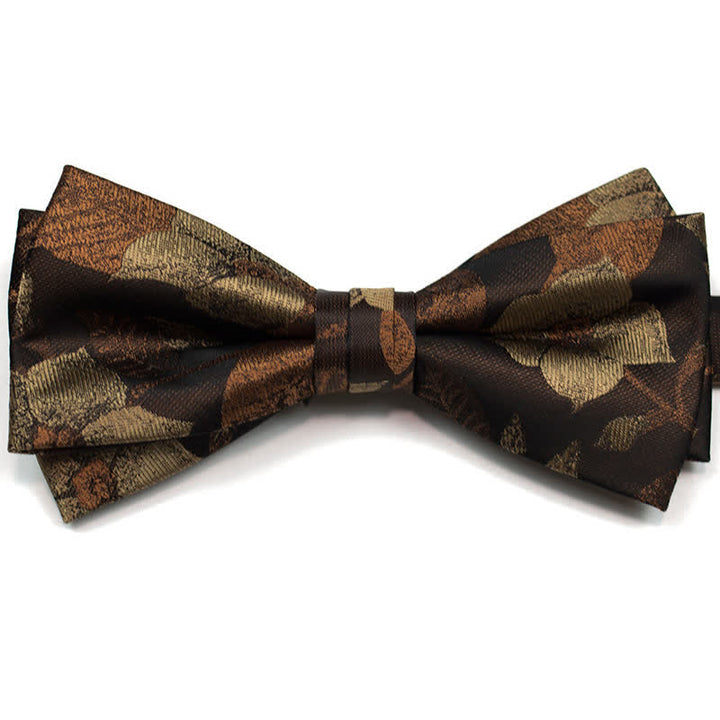Men's Autumn Brown Leaves Floral Bow Tie Necktie - Bow Tie - image 4