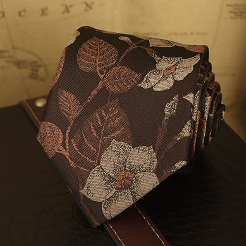 Men's Autumn Brown Leaves Floral Bow Tie Necktie - image 2