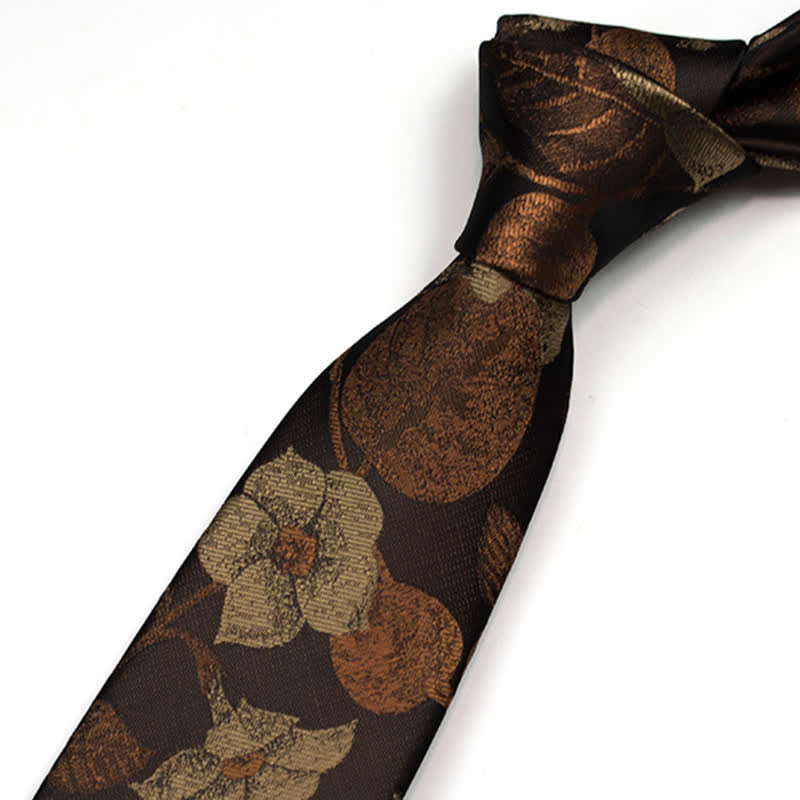 Men's Autumn Brown Leaves Floral Bow Tie Necktie - image 3