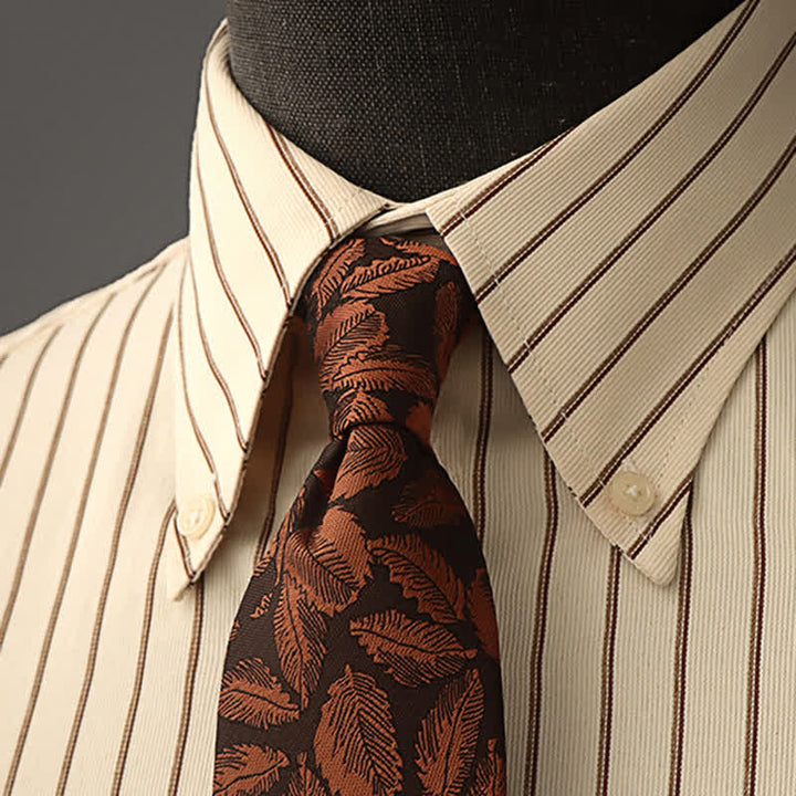 Men's Copper Leaf Print Brown Bow Tie Necktie - Necktie - image 0
