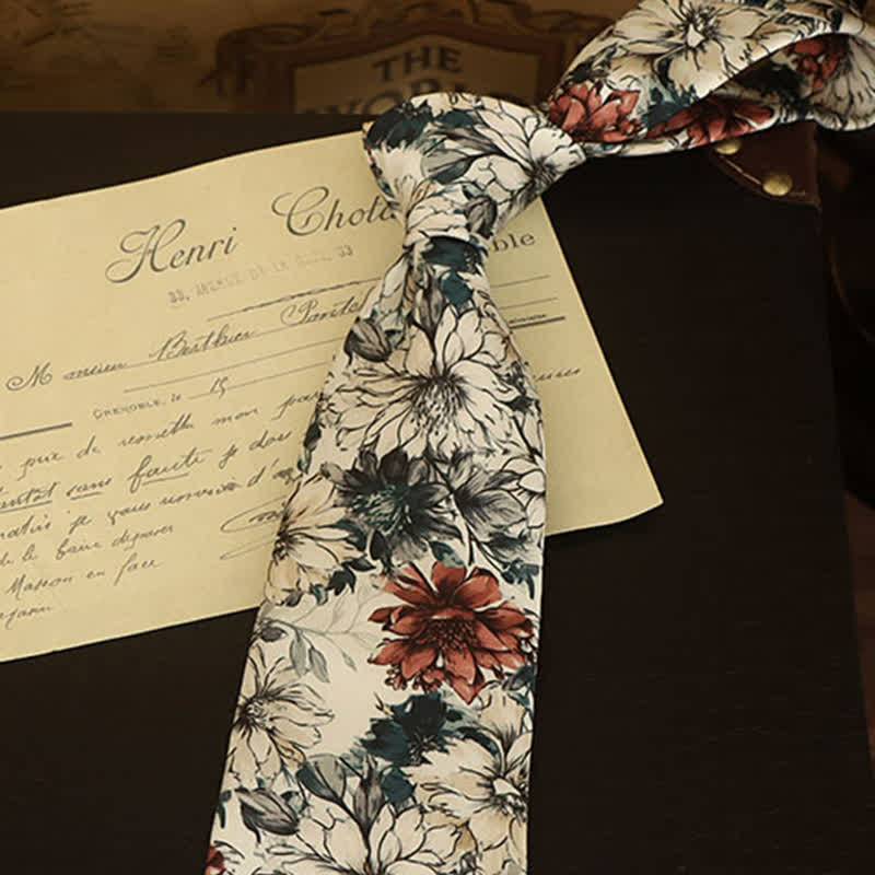 Men's Nostalgic Blossoms Art Peony Necktie - image 1