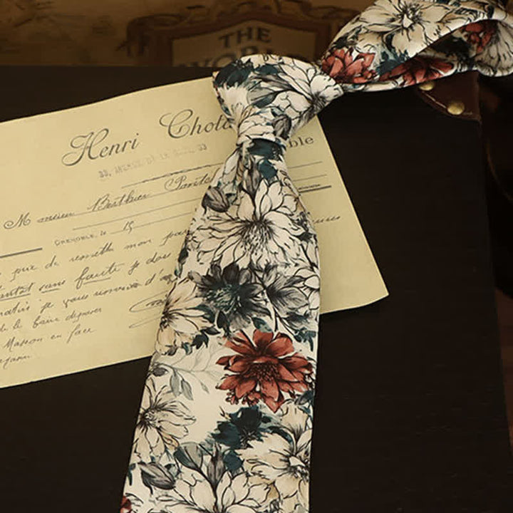 Men's Nostalgic Blossoms Art Peony Necktie - image 1