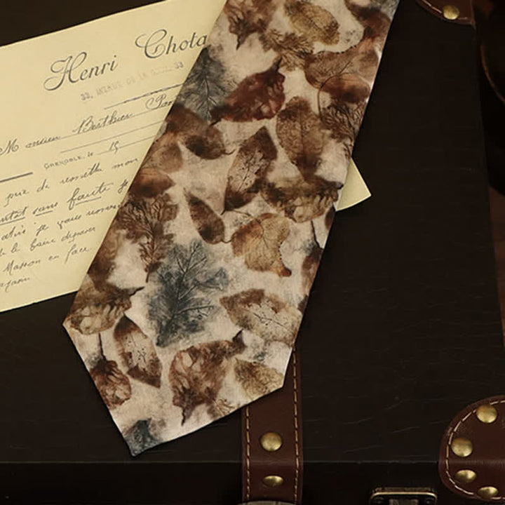 Men's Retro Falling Leaves Gentleman Necktie - image 3