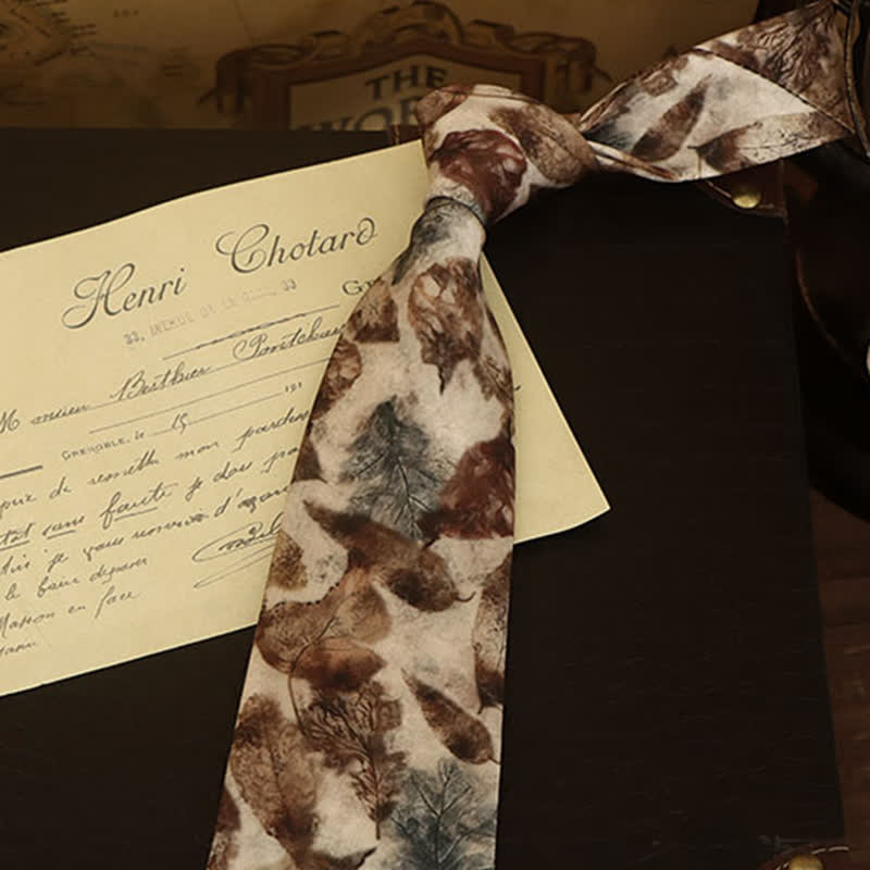 Men's Retro Falling Leaves Gentleman Necktie - image 2