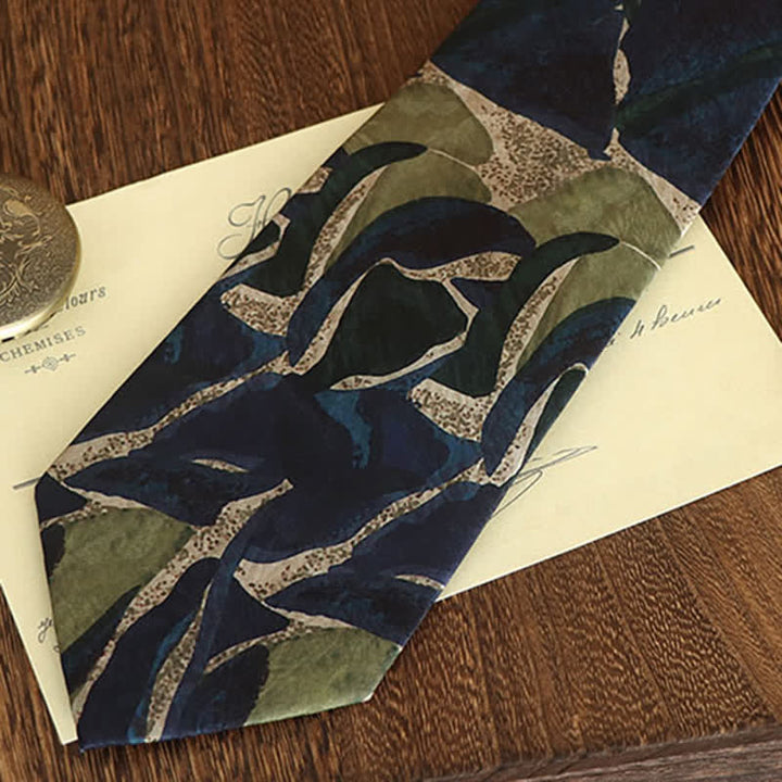 Men's Novelty Navy Green Personality Pattern Necktie - image 2