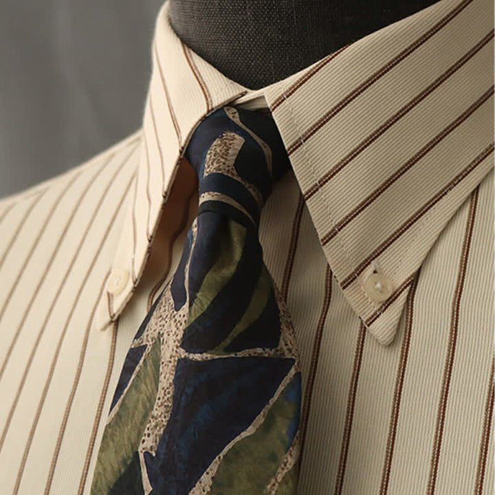 Men's Novelty Navy Green Personality Pattern Necktie - Navy & Green - image 0