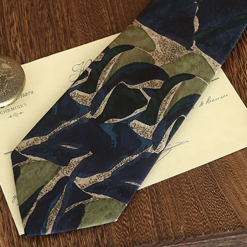 Men's Novelty Navy Green Personality Pattern Necktie - image 2