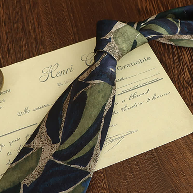 Men's Novelty Navy Green Personality Pattern Necktie - image 1