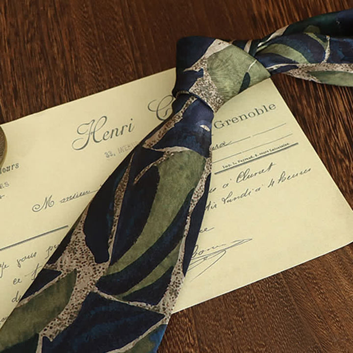 Men's Novelty Navy Green Personality Pattern Necktie - image 1