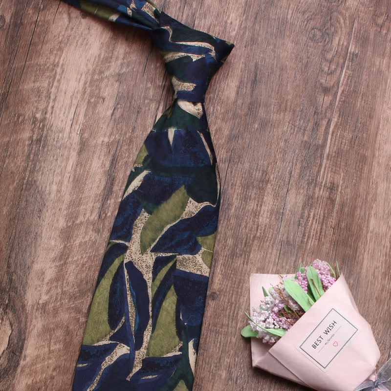 Men's Novelty Navy Green Personality Pattern Necktie - image 3