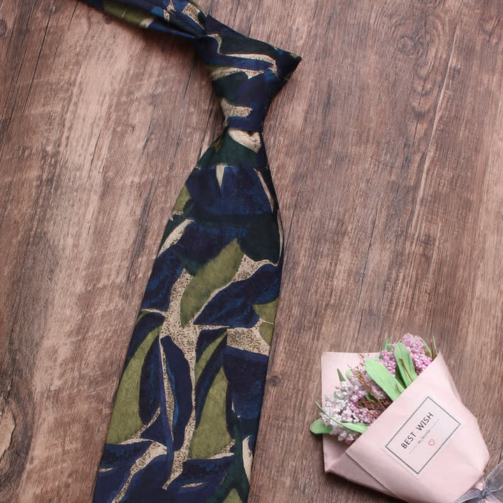 Men's Novelty Navy Green Personality Pattern Necktie - image 3