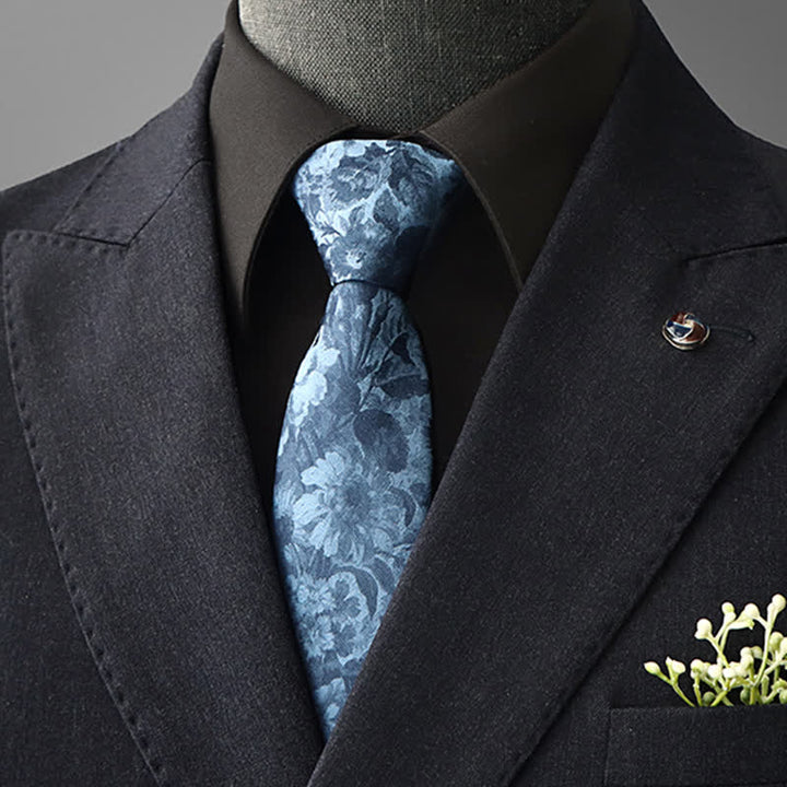 Men's Striking Floral Pattern Business Necktie - Blue - Self-tie - image 0