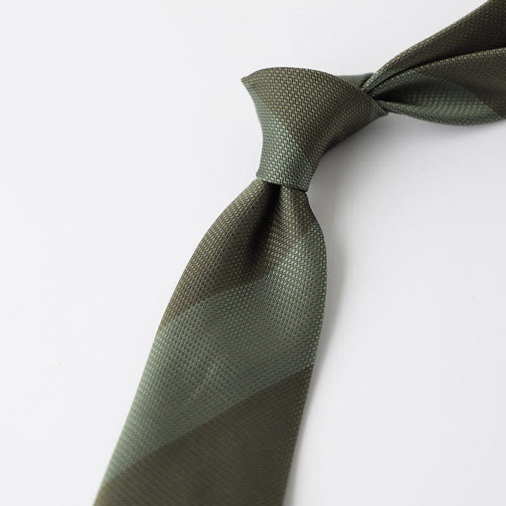 Men's Forest Dark Green Olive Striped Necktie - image 2