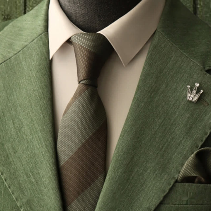 Men's Forest Dark Green Olive Striped Necktie - Dark Green & Olive - image 0