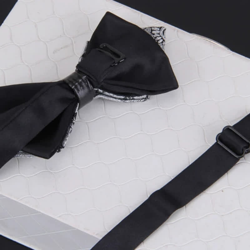 Men's Classical Paisley Crystal Bow Tie with Lapel Pin - image 2