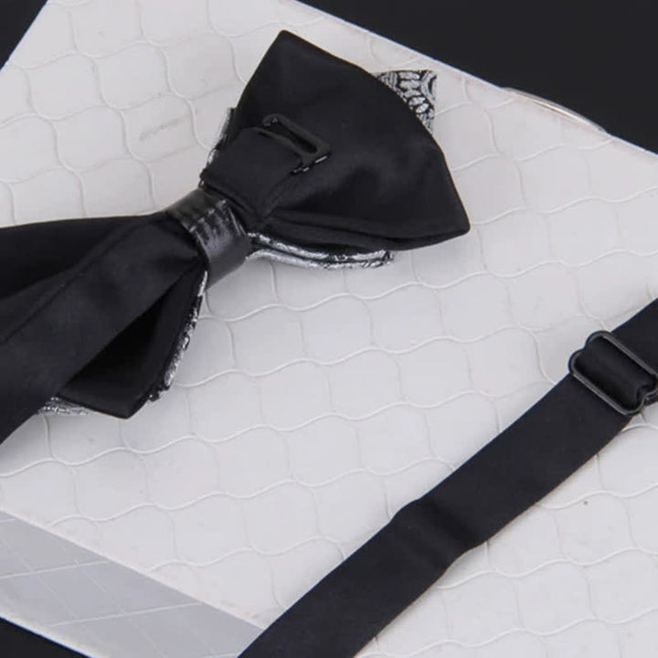 Men's Classical Paisley Crystal Bow Tie with Lapel Pin - image 2