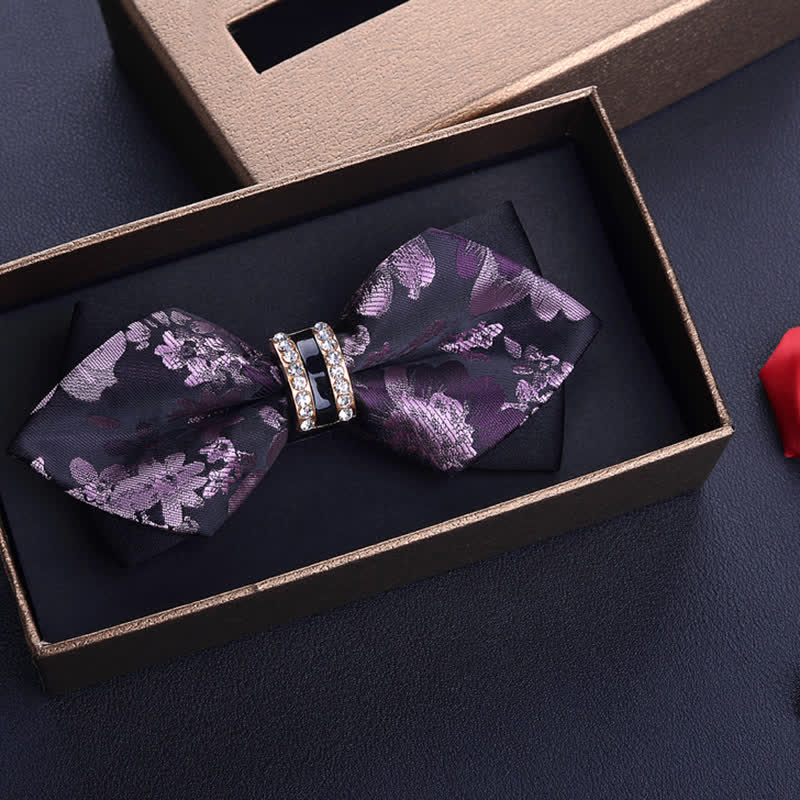 Men's Purple Maple Leaves Pointed Bow Tie - Purple - image 0