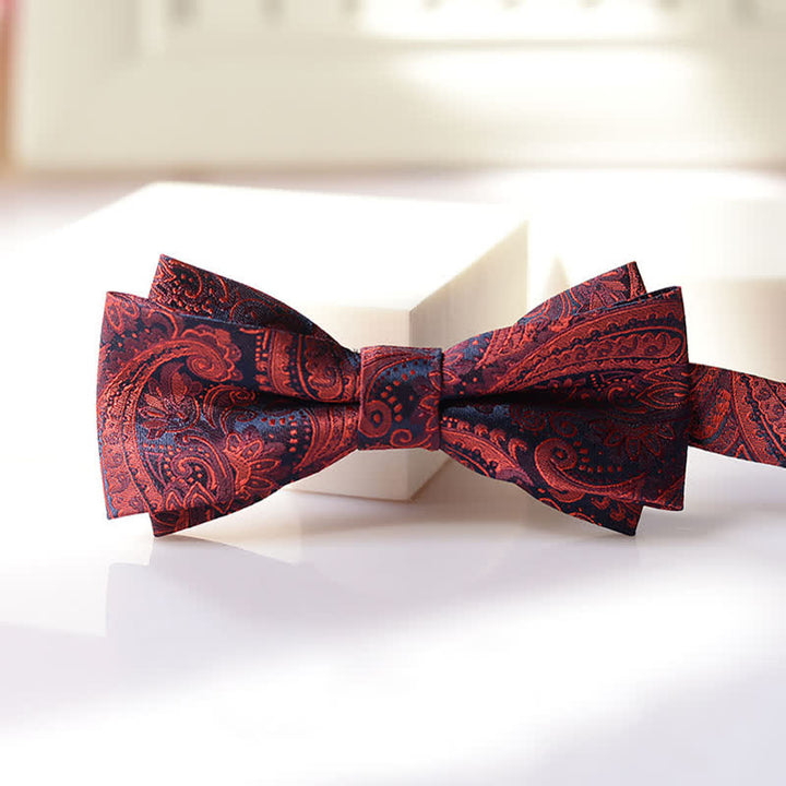 Men's Vintage Paisley Pattern Double Layers Bow Tie - Style #2 - image 2