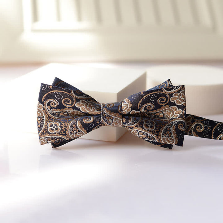 Men's Vintage Paisley Pattern Double Layers Bow Tie - Style #1 - image 0