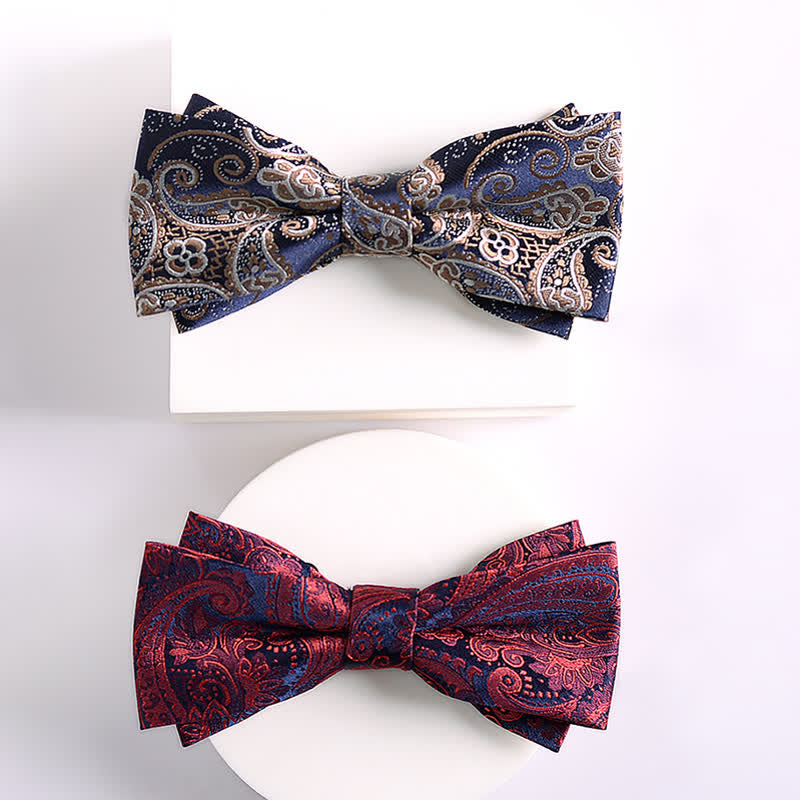 Men's Vintage Paisley Pattern Double Layers Bow Tie - image 1