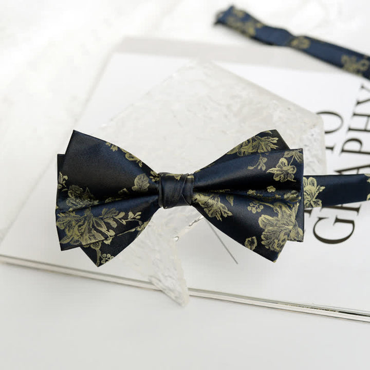 Men's Elegant Iris Floral Pattern Bow Tie - Dark Gold - image 0