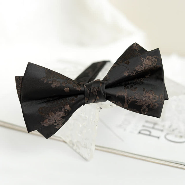 Men's Elegant Iris Floral Pattern Bow Tie - Coffee - image 9