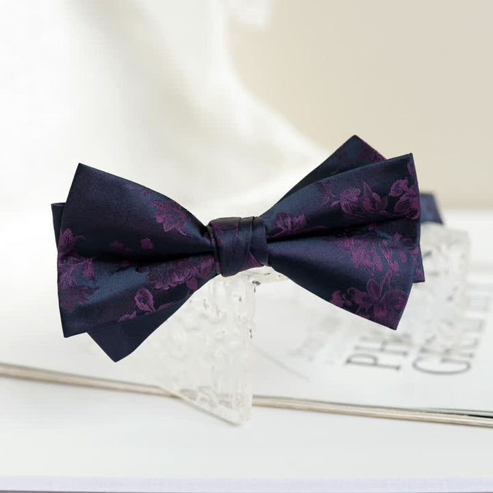 Men's Elegant Iris Floral Pattern Bow Tie - Purple - image 10