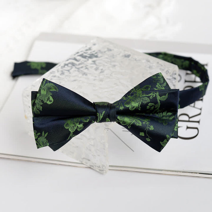 Men's Elegant Iris Floral Pattern Bow Tie - Green - image 12