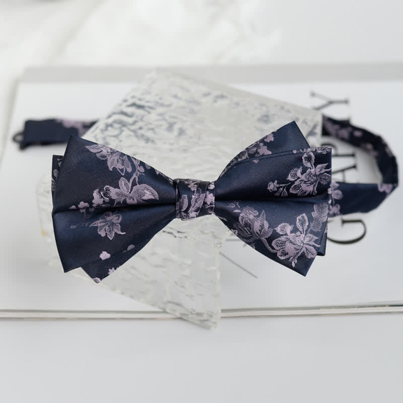 Men's Elegant Iris Floral Pattern Bow Tie - Violet - image 13