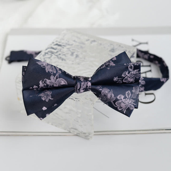 Men's Elegant Iris Floral Pattern Bow Tie - Violet - image 13