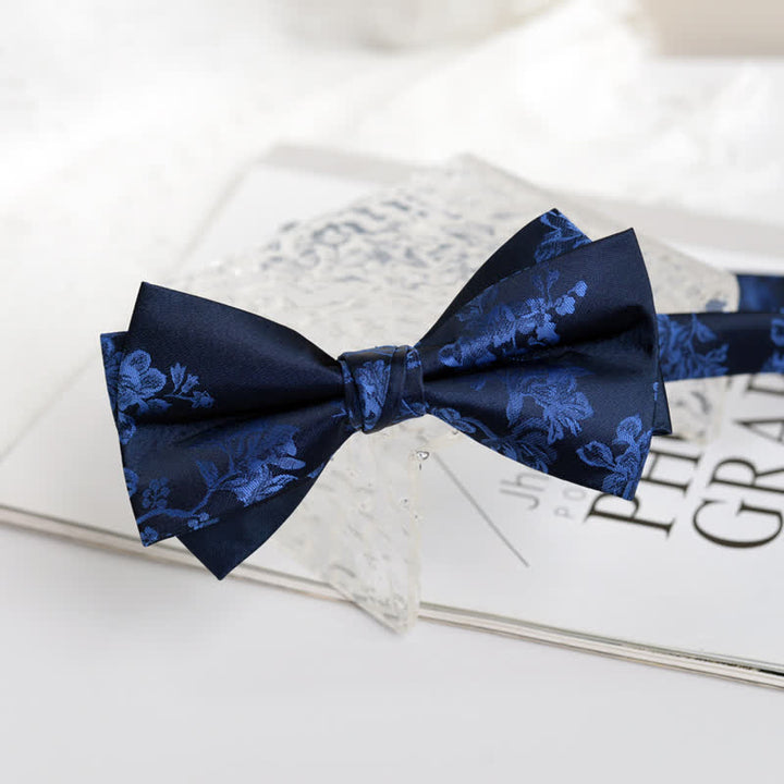 Men's Elegant Iris Floral Pattern Bow Tie - Royal - image 15