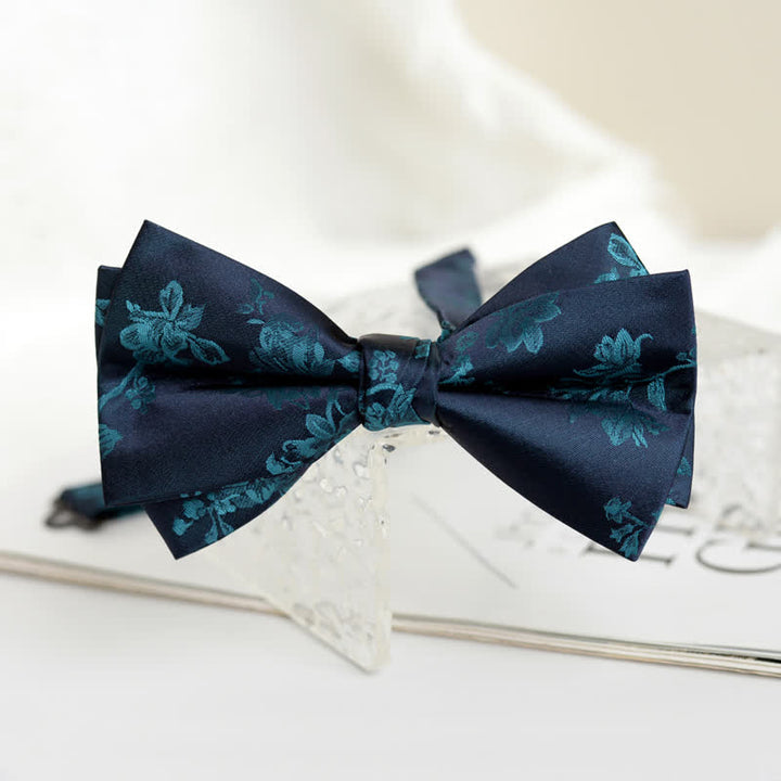Men's Elegant Iris Floral Pattern Bow Tie - Teal - image 16