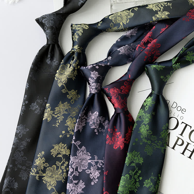 Men's Elegant Iris Floral Pattern Necktie - image 2