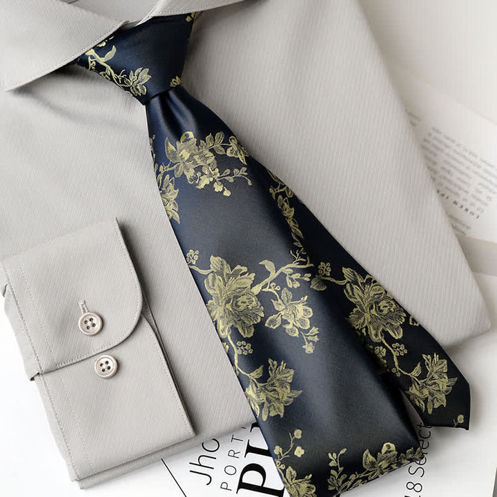 Men's Elegant Iris Floral Pattern Necktie - image 1